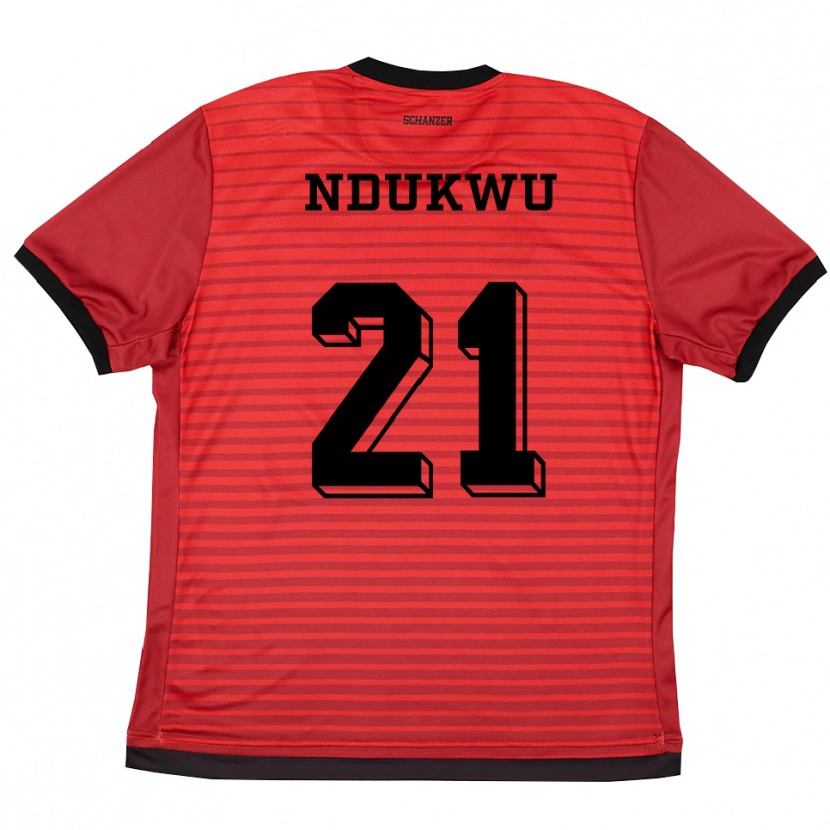 Danxen Uomo Maglia Dickson Ndukwu #21 Rosso Nero Kit Gara Home 2025/26 Maglietta