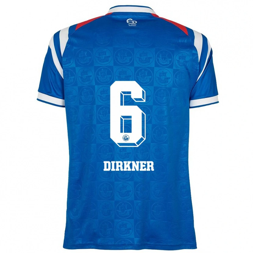 Danxen Uomo Maglia Jonas Dirkner #6 Blu Bianco Rosso Kit Gara Home 2025/26 Maglietta