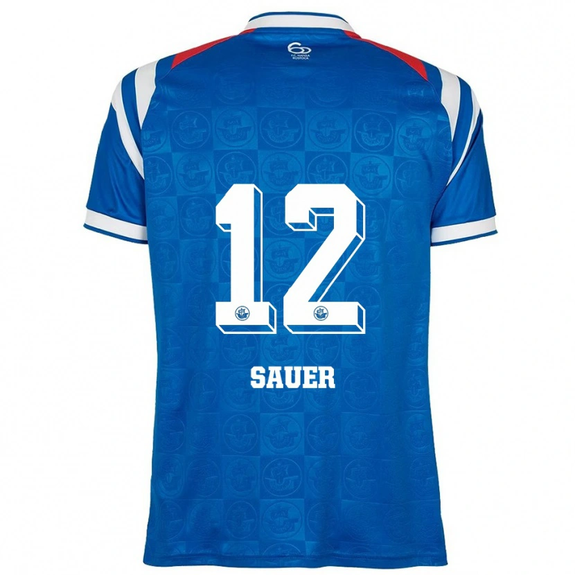 Danxen Uomo Maglia John-Lukas Sauer #12 Blu Bianco Rosso Kit Gara Home 2025/26 Maglietta