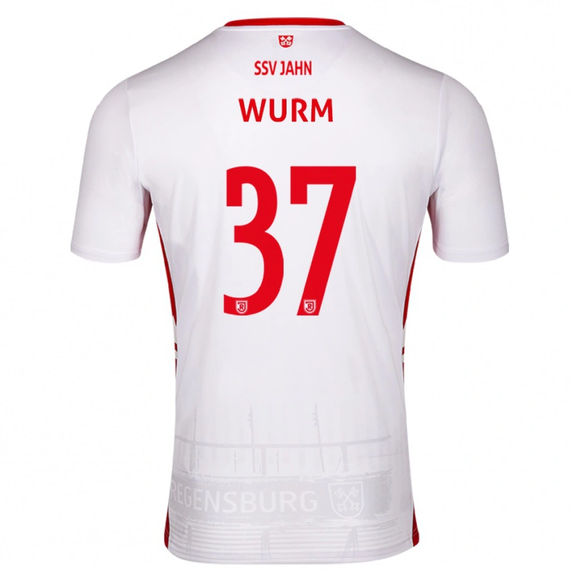 Danxen Uomo Maglia Leopold Wurm #37 Bianco Rosso Kit Gara Home 2025/26 Maglietta