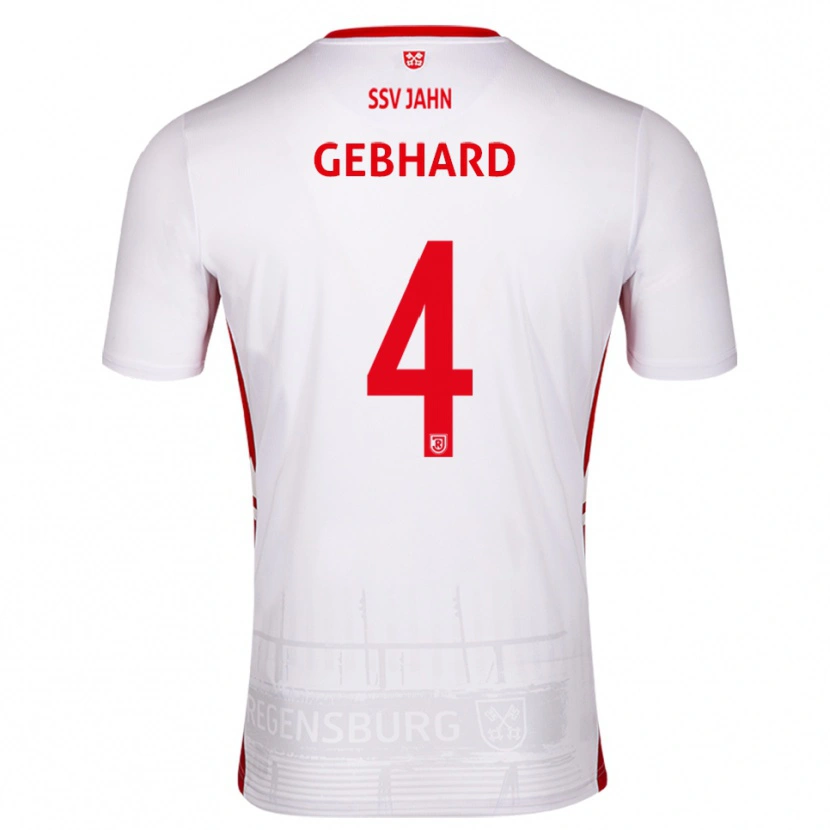 Danxen Uomo Maglia Paul Gebhard #4 Bianco Rosso Kit Gara Home 2025/26 Maglietta