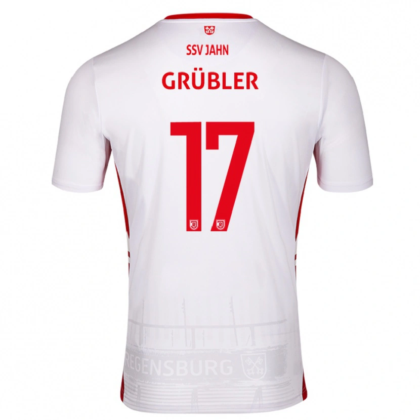 Danxen Uomo Maglia David Grübler #17 Bianco Rosso Kit Gara Home 2025/26 Maglietta