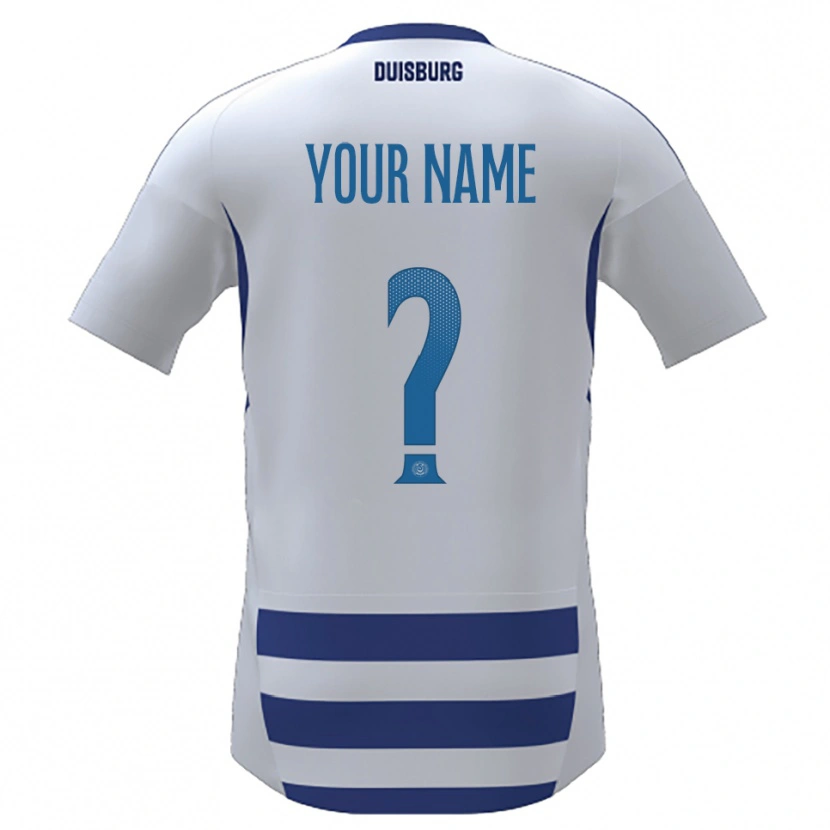 Danxen Uomo Maglia Il Tuo Nome #0 Bianco Blu Kit Gara Home 2025/26 Maglietta