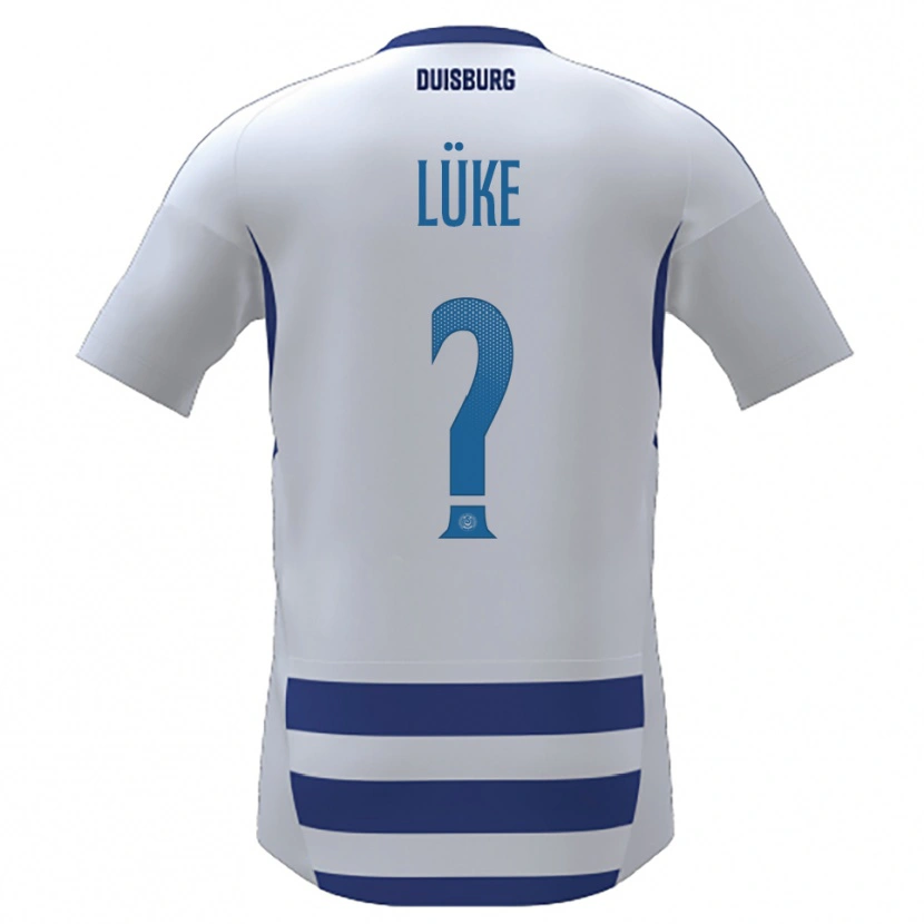 Danxen Uomo Maglia Max Lüke #0 Bianco Blu Kit Gara Home 2025/26 Maglietta