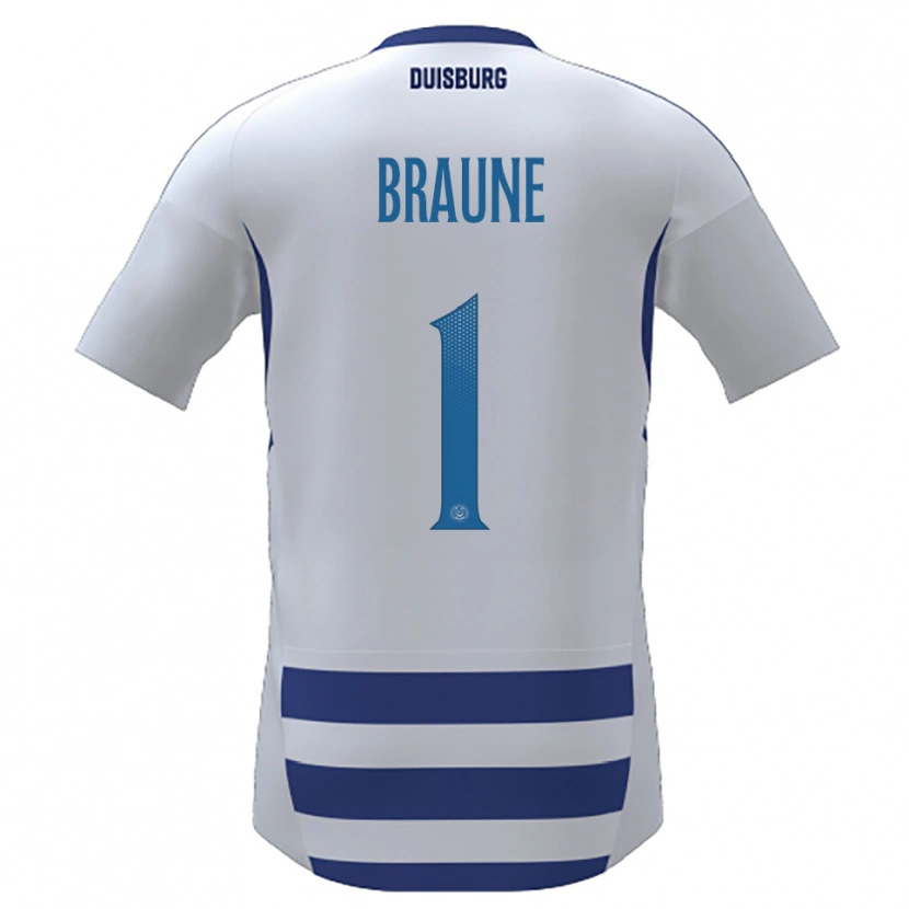 Danxen Uomo Maglia Maximilian Braune #1 Bianco Blu Kit Gara Home 2025/26 Maglietta