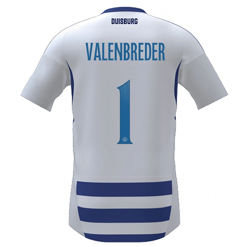 Danxen Uomo Maglia Frederik Valenbreder #1 Bianco Blu Kit Gara Home 2025/26 Maglietta
