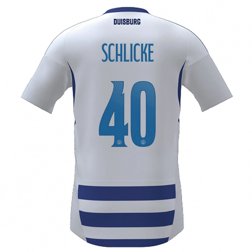 Danxen Uomo Maglia Ben Schlicke #40 Bianco Blu Kit Gara Home 2025/26 Maglietta