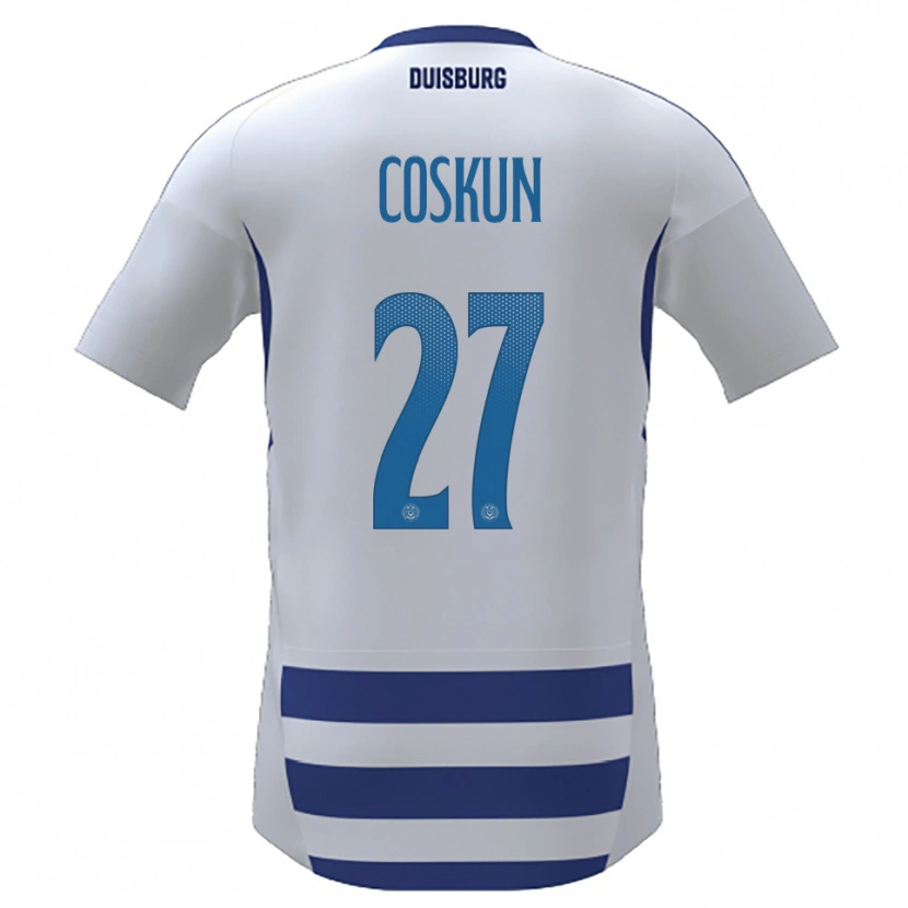 Danxen Uomo Maglia Can Coskun #27 Bianco Blu Kit Gara Home 2025/26 Maglietta