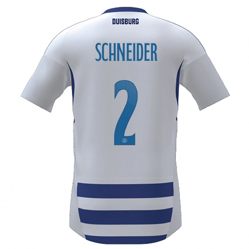 Danxen Uomo Maglia Jason Schneider #2 Bianco Blu Kit Gara Home 2025/26 Maglietta
