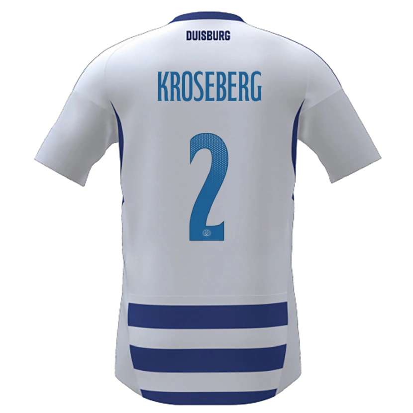 Danxen Uomo Maglia Jana Kroseberg #2 Bianco Blu Kit Gara Home 2025/26 Maglietta