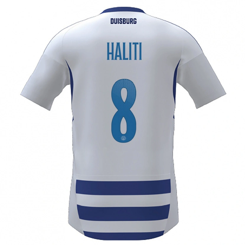 Danxen Uomo Maglia Lenart Haliti #8 Bianco Blu Kit Gara Home 2025/26 Maglietta