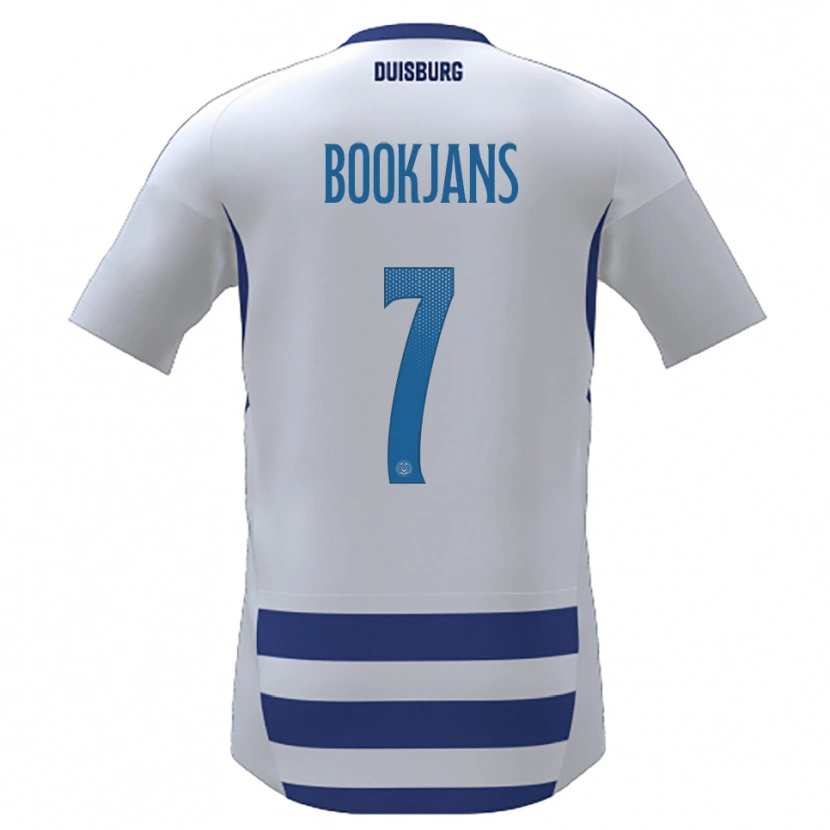 Danxen Uomo Maglia Jakob Bookjans #7 Bianco Blu Kit Gara Home 2025/26 Maglietta