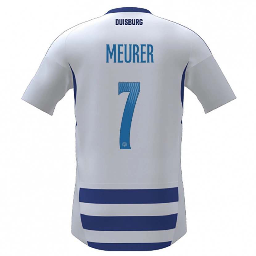 Danxen Uomo Maglia Fynn Meurer #7 Bianco Blu Kit Gara Home 2025/26 Maglietta