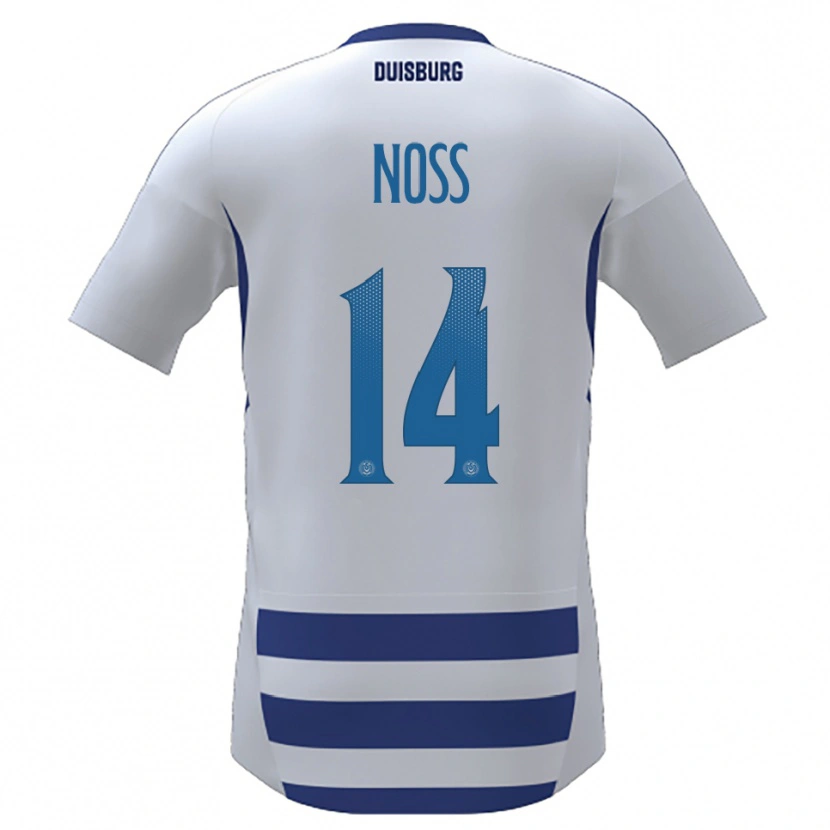 Danxen Uomo Maglia Conor Noß #14 Bianco Blu Kit Gara Home 2025/26 Maglietta