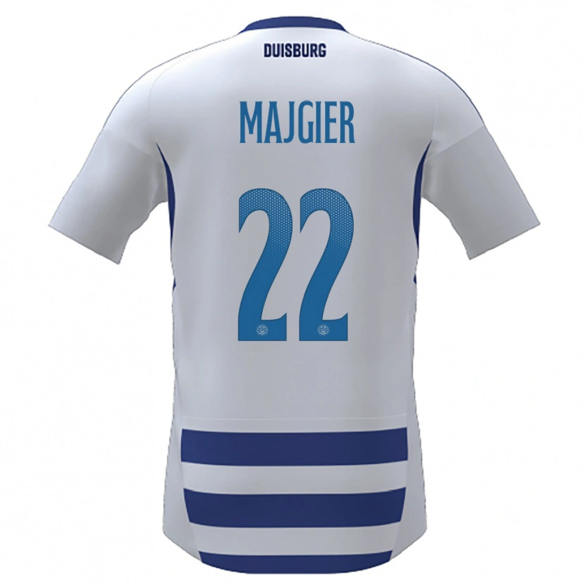 Danxen Uomo Maglia Philipp Majgier #22 Bianco Blu Kit Gara Home 2025/26 Maglietta