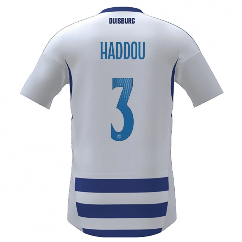 Danxen Uomo Maglia Reda Haddou #3 Bianco Blu Kit Gara Home 2025/26 Maglietta