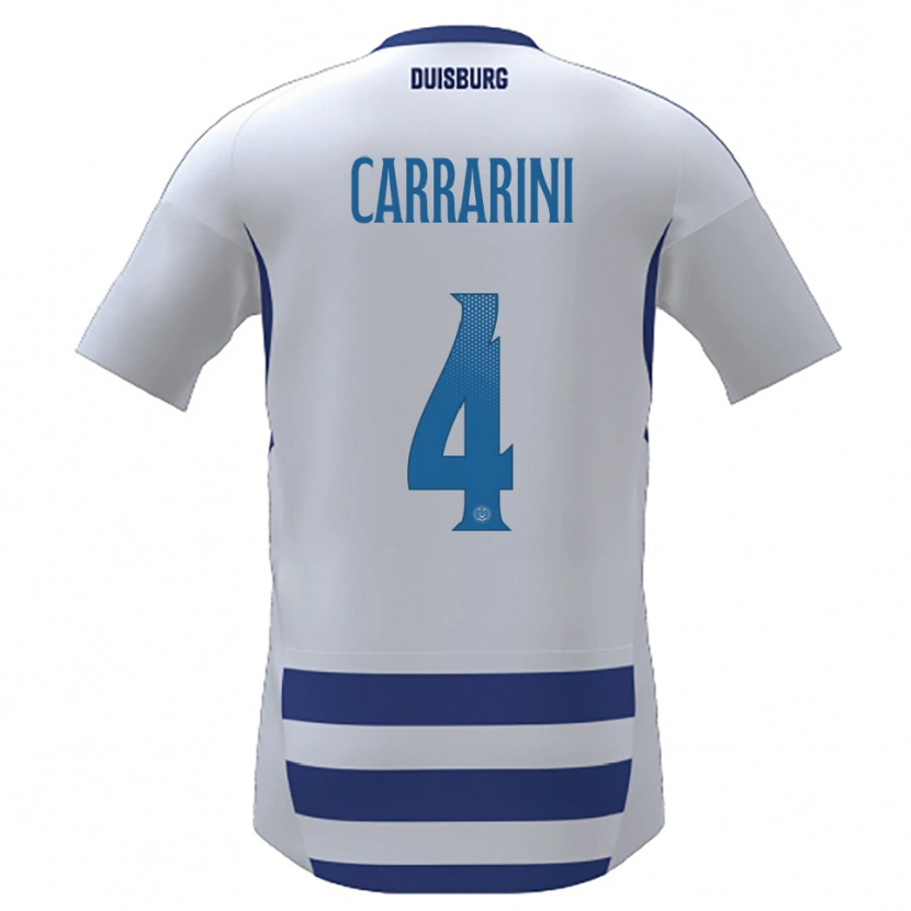 Danxen Uomo Maglia Ellie Carrarini #4 Bianco Blu Kit Gara Home 2025/26 Maglietta