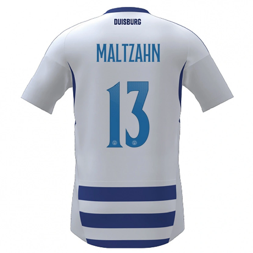 Danxen Uomo Maglia Jonah Maltzahn #13 Bianco Blu Kit Gara Home 2025/26 Maglietta