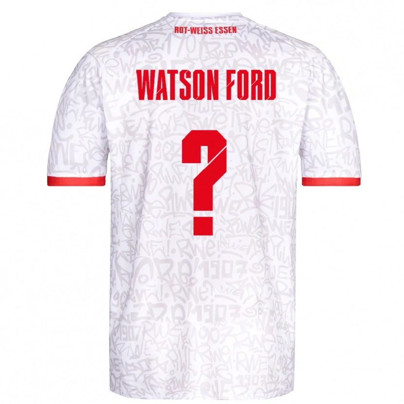 Danxen Uomo Maglia Rawley Watson Ford #0 Bianco Rosso Kit Gara Home 2025/26 Maglietta