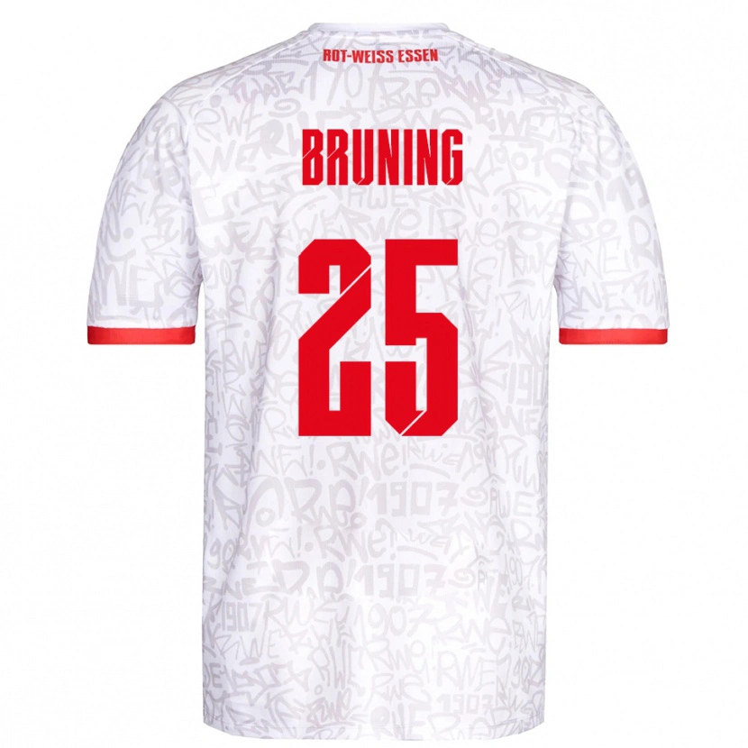 Danxen Uomo Maglia Malte Brüning #25 Bianco Rosso Kit Gara Home 2025/26 Maglietta