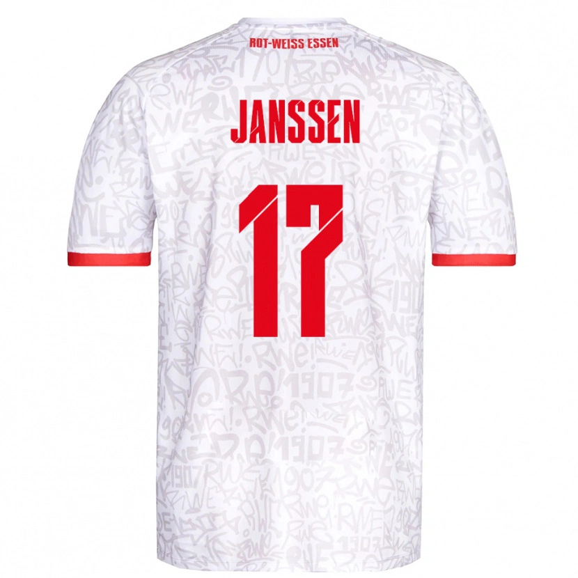 Danxen Uomo Maglia Lenn Janssen #17 Bianco Rosso Kit Gara Home 2025/26 Maglietta