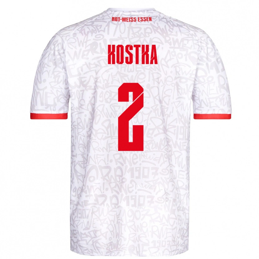 Danxen Uomo Maglia Michael Kostka #2 Bianco Rosso Kit Gara Home 2025/26 Maglietta