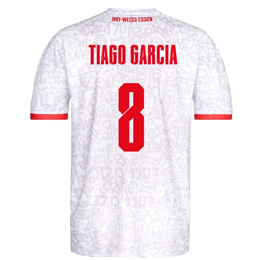 Danxen Uomo Maglia Tiago Garcia Rodriguez #8 Bianco Rosso Kit Gara Home 2025/26 Maglietta