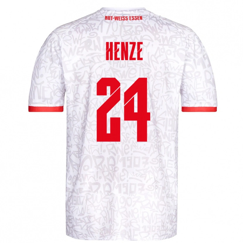 Danxen Uomo Maglia Brandon-Louis Henze #24 Bianco Rosso Kit Gara Home 2025/26 Maglietta
