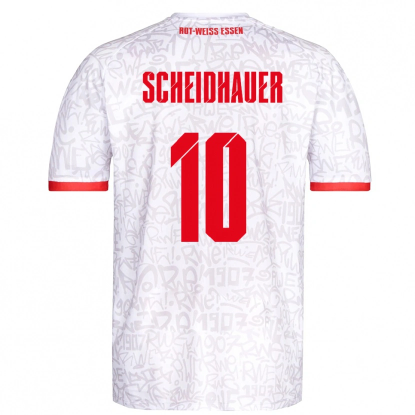Danxen Uomo Maglia Leon Scheidhauer #10 Bianco Rosso Kit Gara Home 2025/26 Maglietta