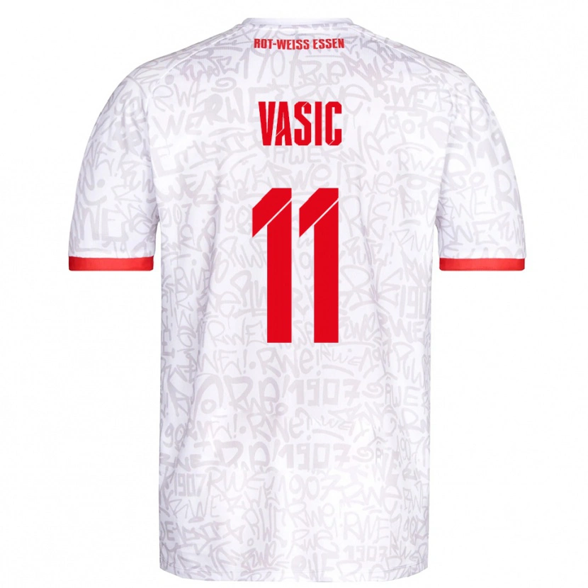 Danxen Uomo Maglia Fadih Vasic #11 Bianco Rosso Kit Gara Home 2025/26 Maglietta