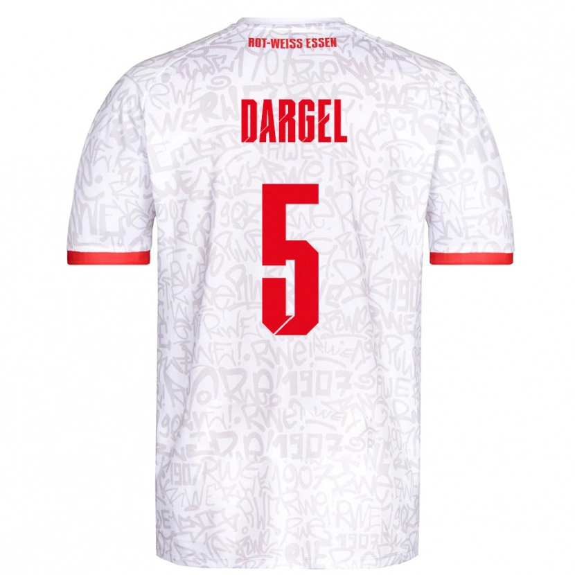 Danxen Uomo Maglia Timo Dargel #5 Bianco Rosso Kit Gara Home 2025/26 Maglietta