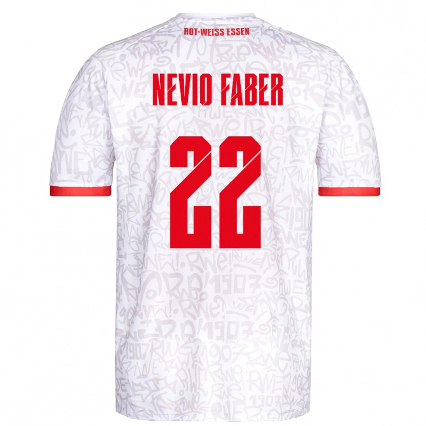 Danxen Uomo Maglia Arne Nevio Faber #22 Bianco Rosso Kit Gara Home 2025/26 Maglietta