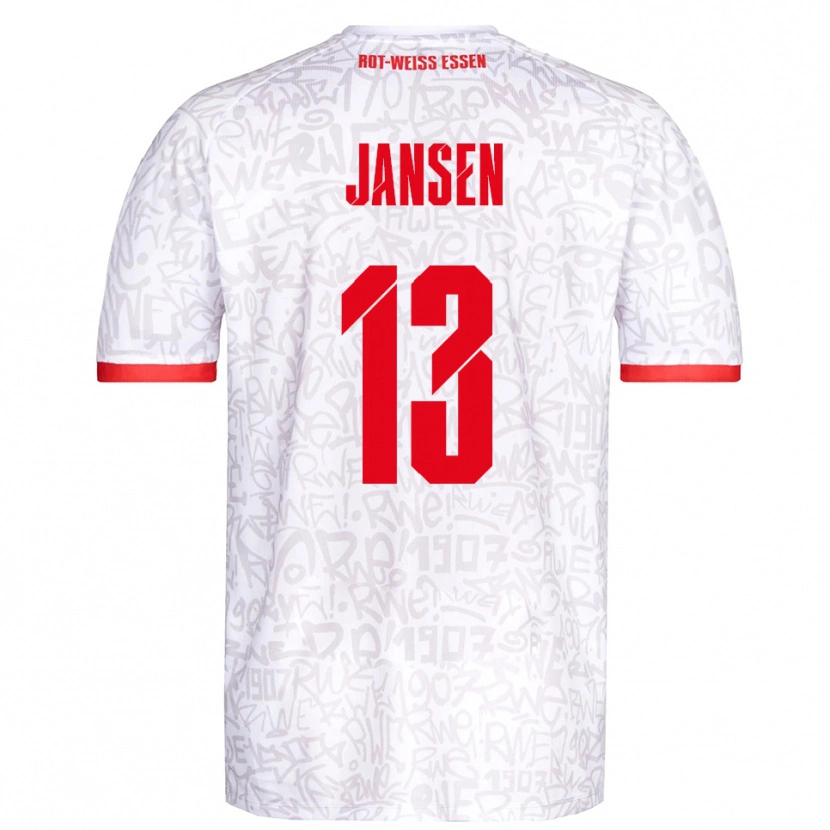 Danxen Uomo Maglia Joshua Jansen #13 Bianco Rosso Kit Gara Home 2025/26 Maglietta