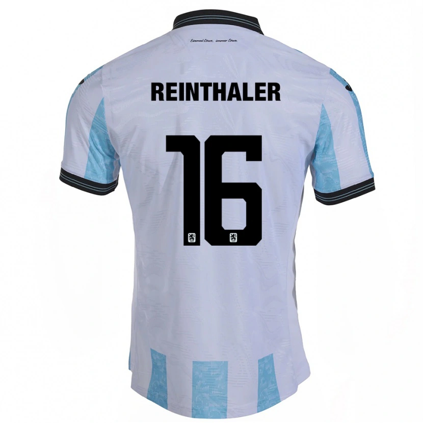Danxen Uomo Maglia Max Reinthaler #16 Bianco Azzurro Kit Gara Home 2025/26 Maglietta