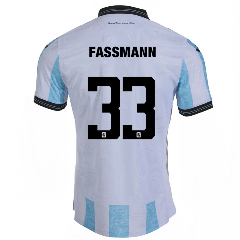 Danxen Uomo Maglia Lasse Faßmann #33 Bianco Azzurro Kit Gara Home 2025/26 Maglietta