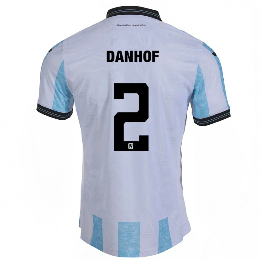 Danxen Uomo Maglia Tim Danhof #2 Bianco Azzurro Kit Gara Home 2025/26 Maglietta