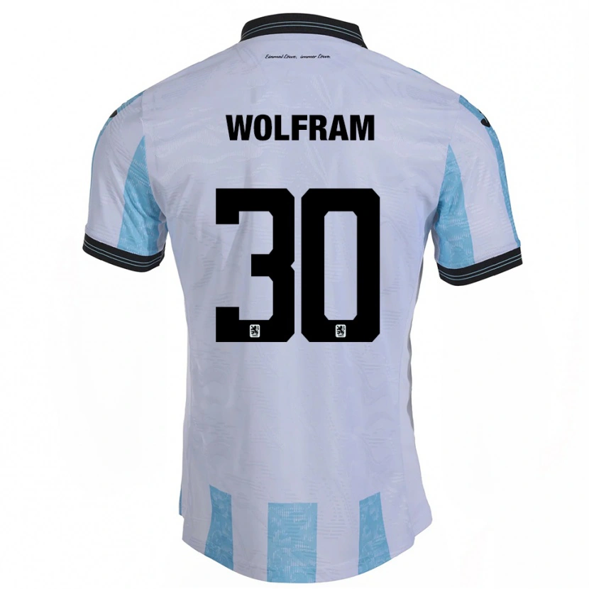 Danxen Uomo Maglia Maximilian Wolfram #30 Bianco Azzurro Kit Gara Home 2025/26 Maglietta