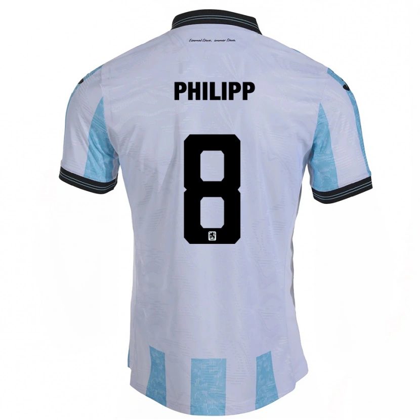 Danxen Uomo Maglia David Philipp #8 Bianco Azzurro Kit Gara Home 2025/26 Maglietta