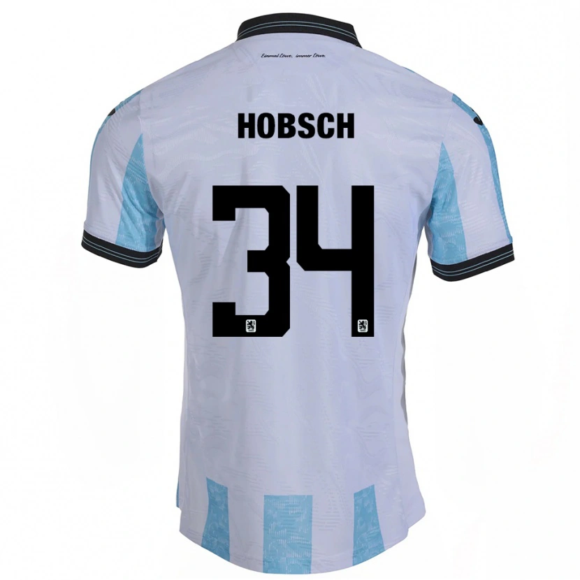 Danxen Uomo Maglia Patrick Hobsch #34 Bianco Azzurro Kit Gara Home 2025/26 Maglietta