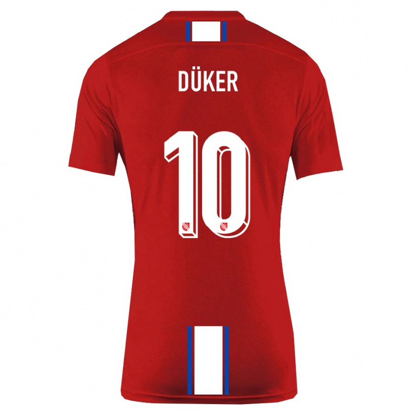 Danxen Uomo Maglia Julius Düker #10 Rosso Bianco Kit Gara Home 2025/26 Maglietta