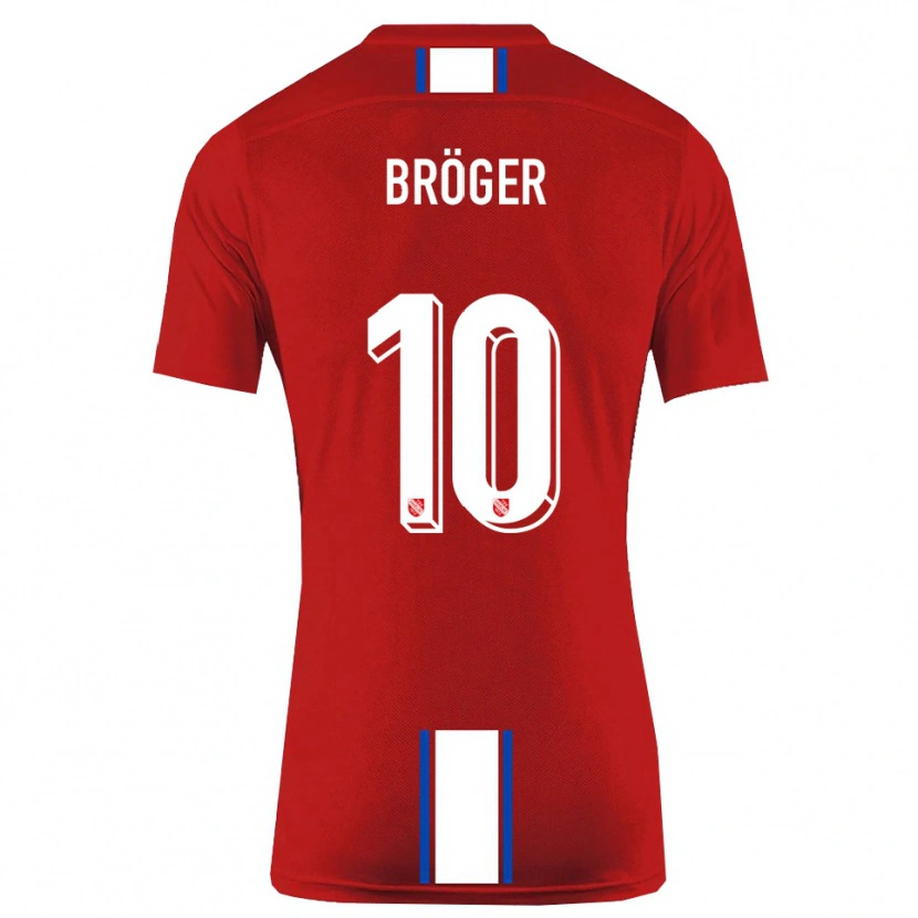 Danxen Uomo Maglia Linus Bröger #10 Rosso Bianco Kit Gara Home 2025/26 Maglietta