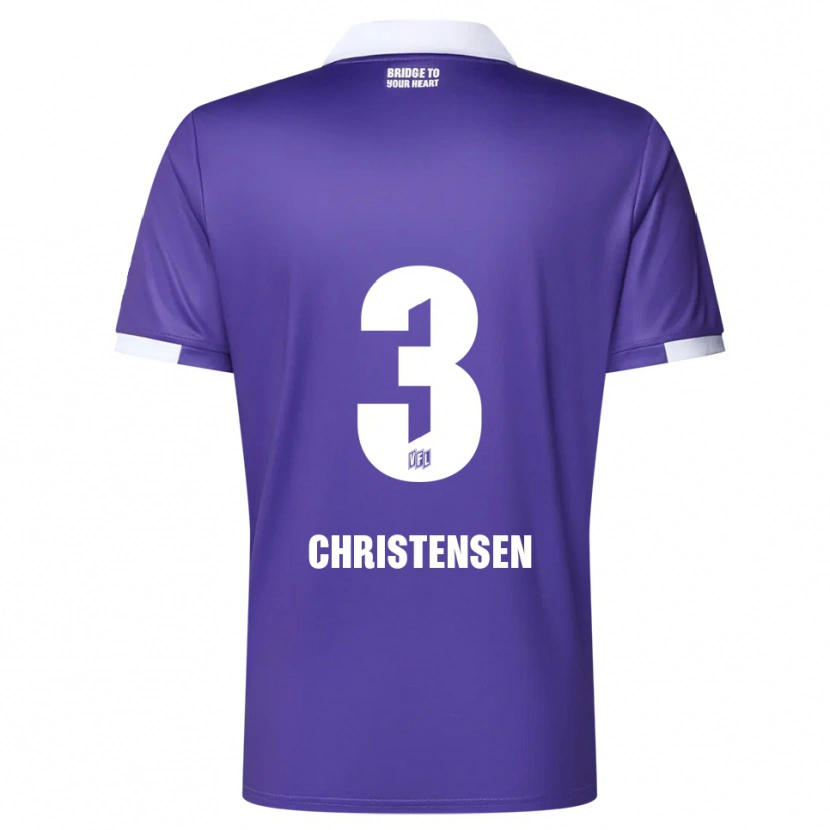 Danxen Uomo Maglia Frederik Christensen #3 Viola Bianco Kit Gara Home 2025/26 Maglietta
