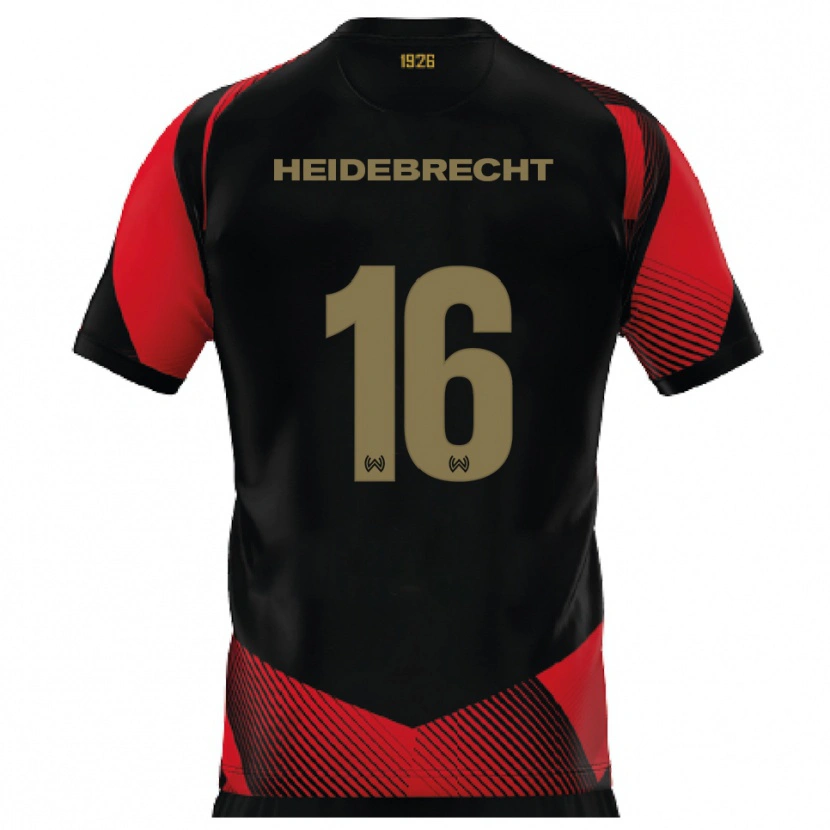 Danxen Uomo Maglia Elias Heidebrecht #16 Nero Rosso Kit Gara Home 2025/26 Maglietta