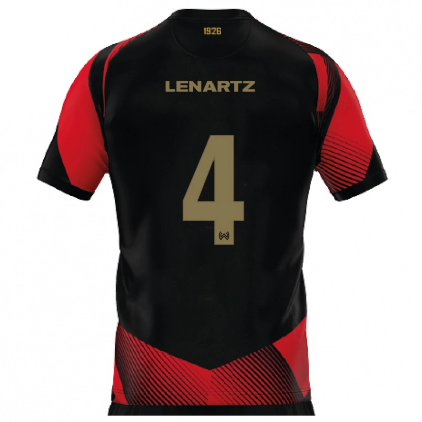 Danxen Uomo Maglia Oskar Lenartz #4 Nero Rosso Kit Gara Home 2025/26 Maglietta