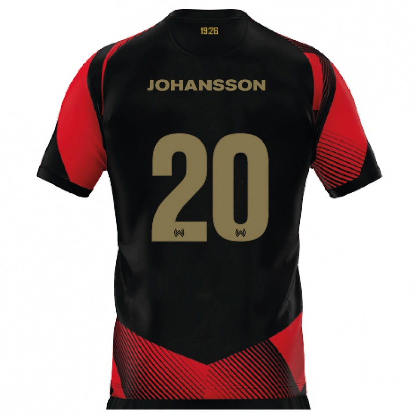 Danxen Uomo Maglia Ryan Johansson #20 Nero Rosso Kit Gara Home 2025/26 Maglietta