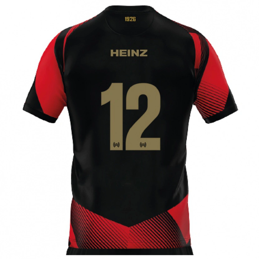 Danxen Uomo Maglia Lewin Heinz #12 Nero Rosso Kit Gara Home 2025/26 Maglietta