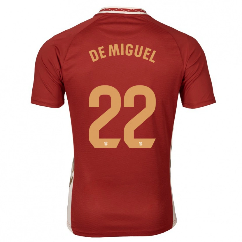 Danxen Uomo Maglia Jesús De Miguel #22 Bordeaux Oro Kit Gara Away 2025/26 Maglietta