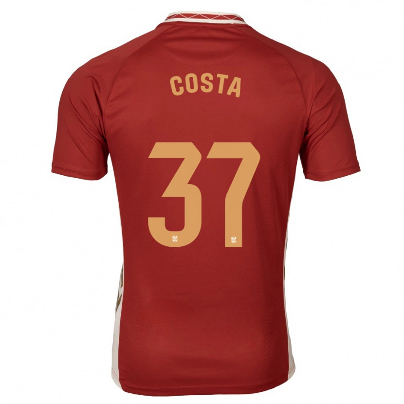 Danxen Uomo Maglia Mauro Costa #37 Bordeaux Oro Kit Gara Away 2025/26 Maglietta