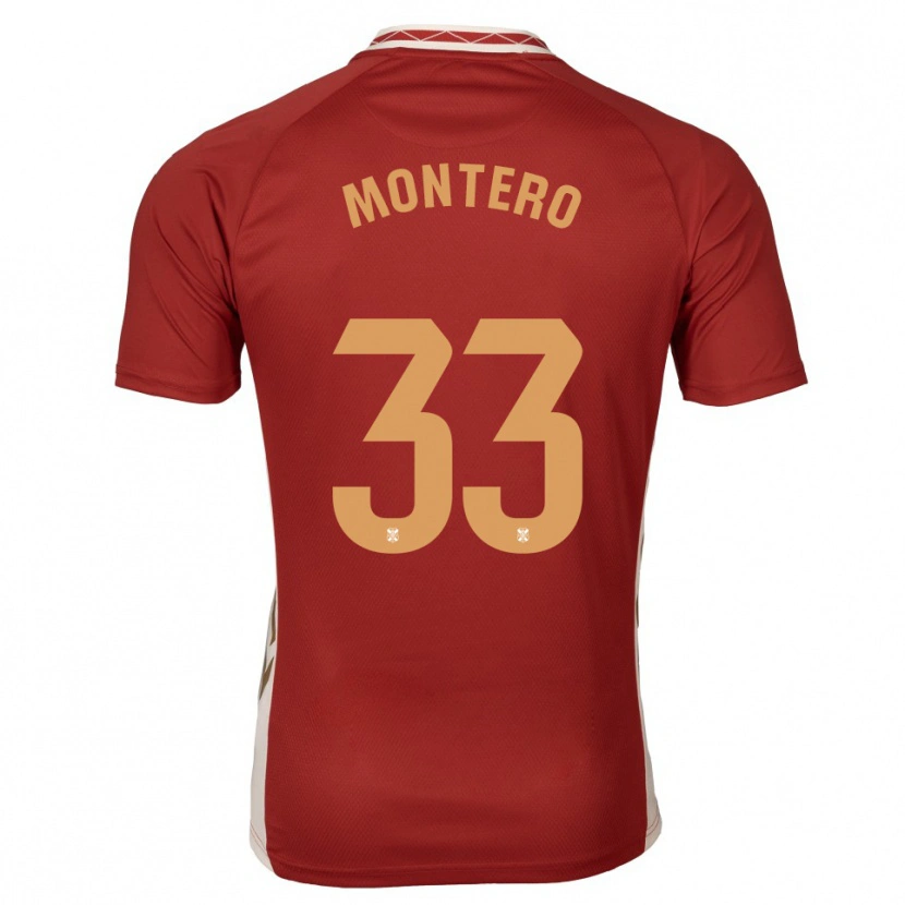 Danxen Uomo Maglia Manuel Montero #33 Bordeaux Oro Kit Gara Away 2025/26 Maglietta