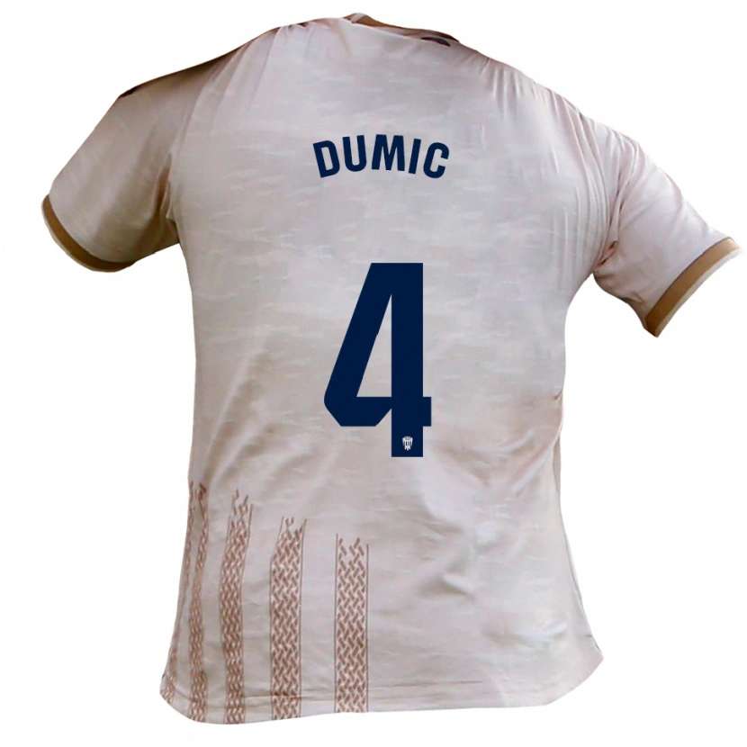 Danxen Uomo Maglia Dario Dumic #4 Bianco Sporco Marrone Kit Gara Away 2025/26 Maglietta